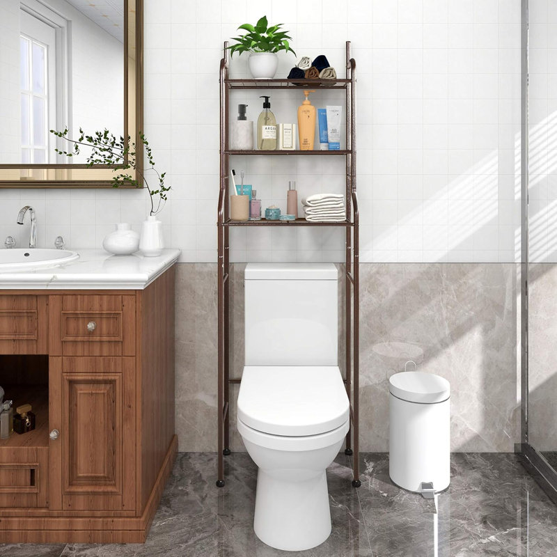 3-Tier Over The Toilet Storage Organizer - Space Saving Bathroom Shelf For Towels, Toilet Paper & Essentials - Sturdy Metal Steel Construction - Easy Assembly