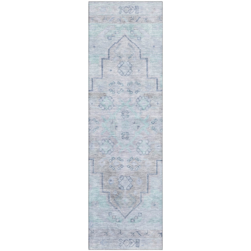 Premium Machine Washable Tara AMF1918 Border Rug, Runner 2'3" x 7'6"