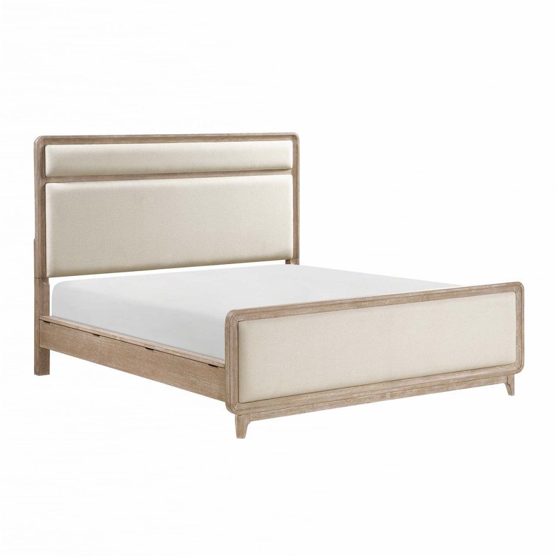 Mobilier de chambre en chenille beige tapissier 1pc pour grand lit (seulement lit)