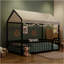 Structure de lit simple en métal de style Montessori, lit en forme de maison avec clôture pour enfants et tout-petits, assemblage facile, sans lattes, noir-231027132-231027131