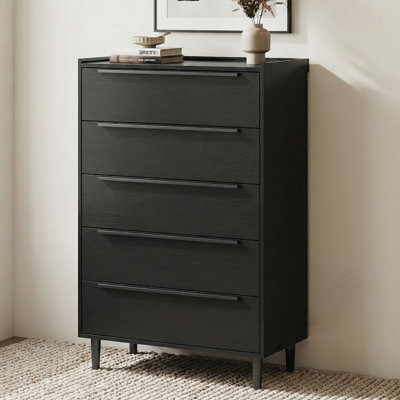 Modern Black 5-Drawer Dresser,48" Wide Black Storage Cabinet by Latitude Run