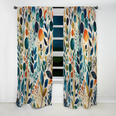 Blue Ferns Symphony - Ferns Curtain - Blackout Floral Curtain - 1 Panels