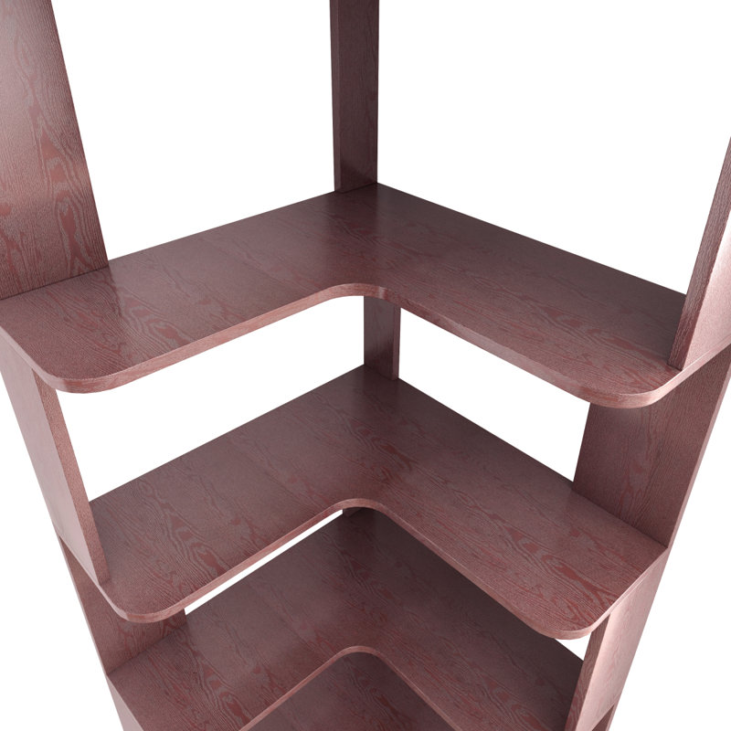 Bibliothèque de coin autoportante à 6 niveaux LShaped pour salon, chambre à coucher, bibliothèque en bois avec anti-basculement et dispositif anti-basculement