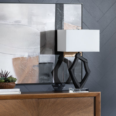 Lampe de table en cristal 31,25 "avec abat-jour blanc