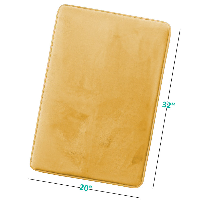 Tapis de bain en mousse viscoélastique ultra-doux avec envers antidérapant en PVC, Grand: L 32 po x l 20 po, Brun clair / or