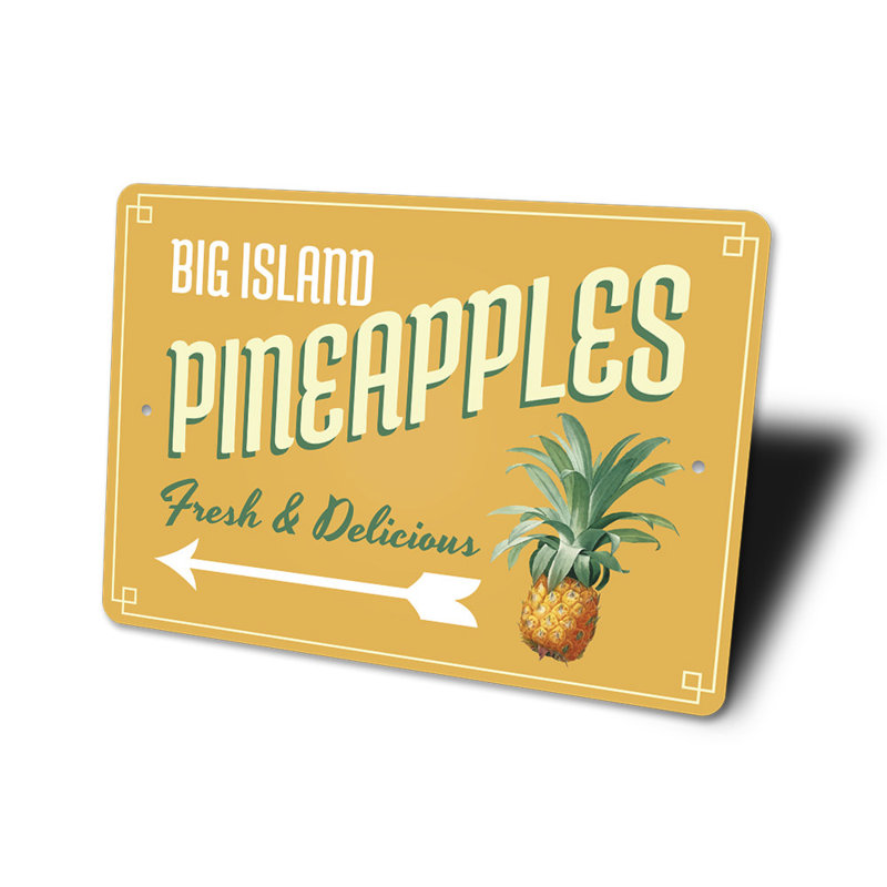 Plaque en aluminium Big Island Pineapples, H 10 po x l 14 po x P 0,04 po