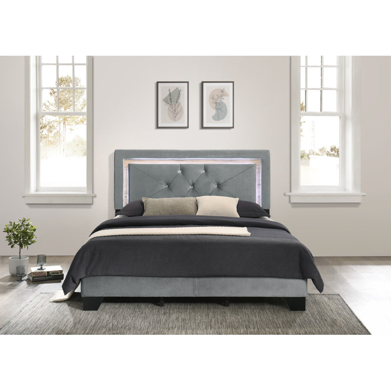Kendell Upholstered Bed, Silver Grey, Super King (6')