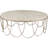 Round Stone Top Cocktail Table With Decorative Metal Base