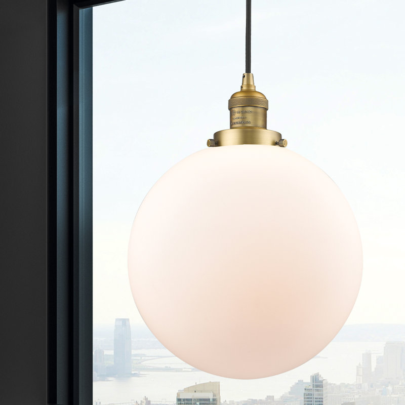 Lorene 1 - Light Single Pendant, Matte White, No Bulb Included, Brushed Brass