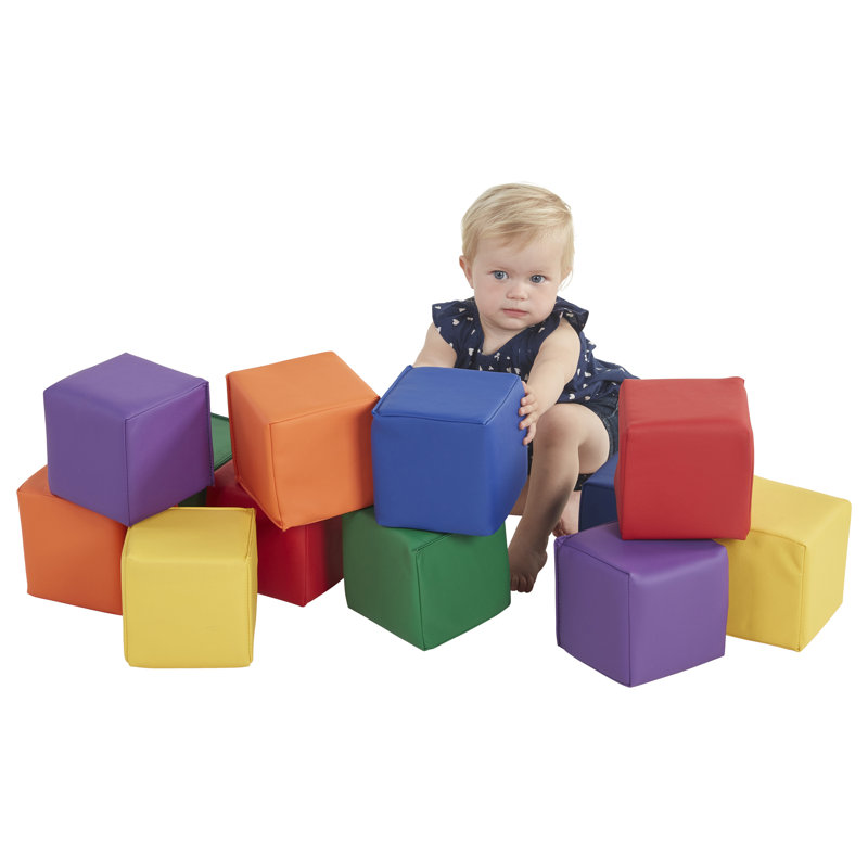 Blocs ECR4Kids SoftZone Patchwork, cubes en mousse, 12 pièces, Assorti