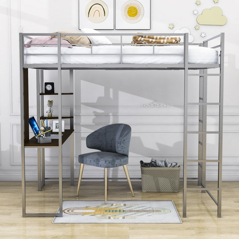 Valinda Kids Full Loft Bed, Silver