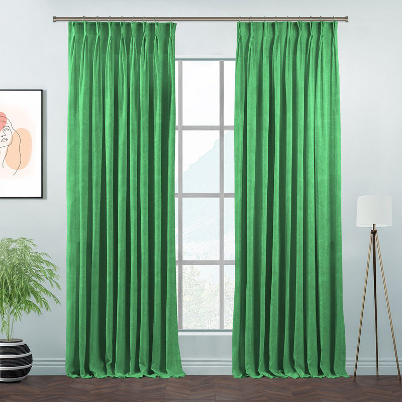 Room Darkening Single Curtain Panel, 190 W x 175 D cm, Emerald Green