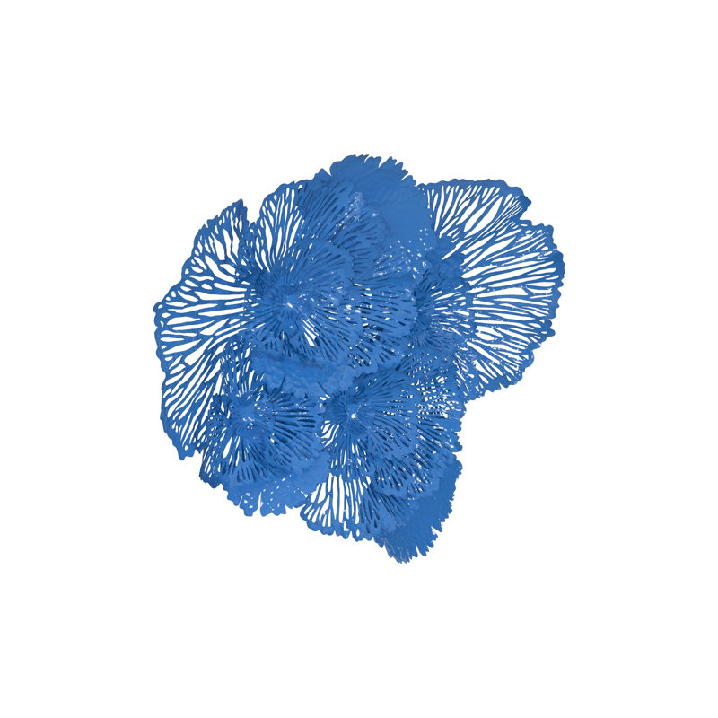 Large Blue Metal Flower Wall Art Decor