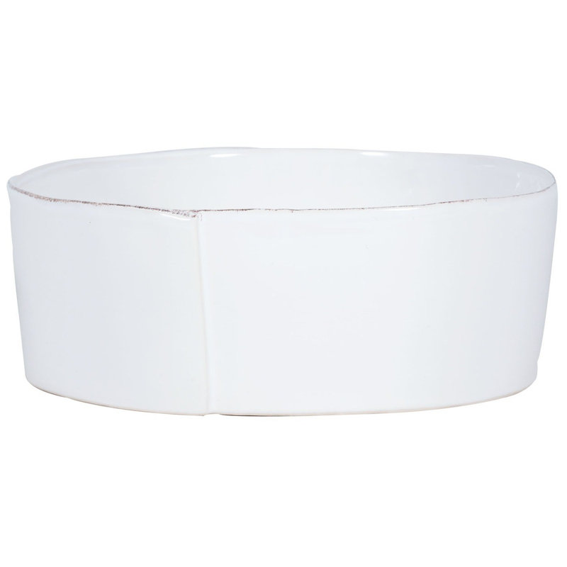 Lastra Stoneware Serving Bowl, White,  4" H x 10.75" W x 10.75" D