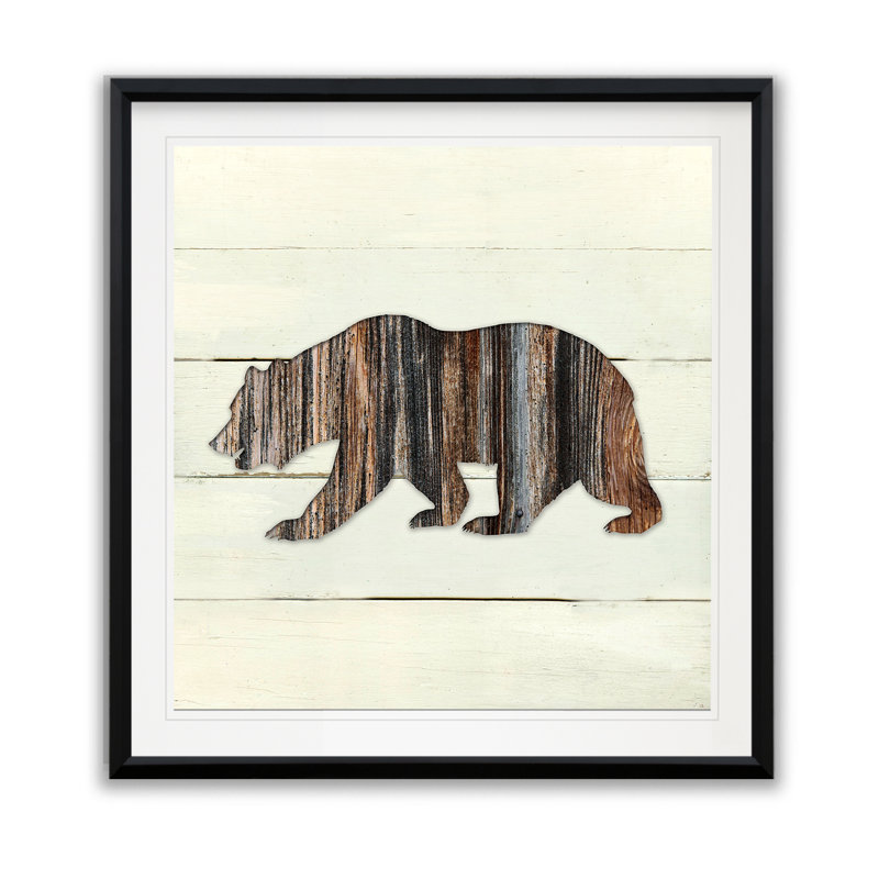 Ours des bois - reproduction sur toile, H 30,5 po x l 30,5 po x P 1,5 po, Blanc / aubergine / banane / brun clair / rouge br