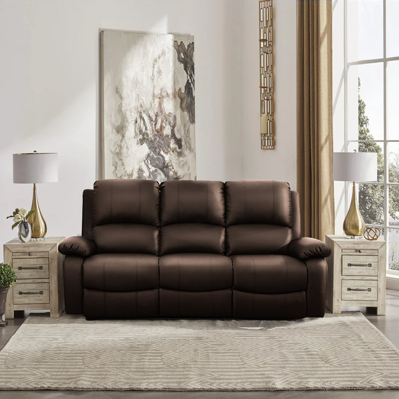 Aija 196cm Wide Faux Leather Standard Recliner, Brown