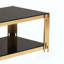 Table basse rectangulaire à deux couches avec plateau en verre et structure en métal