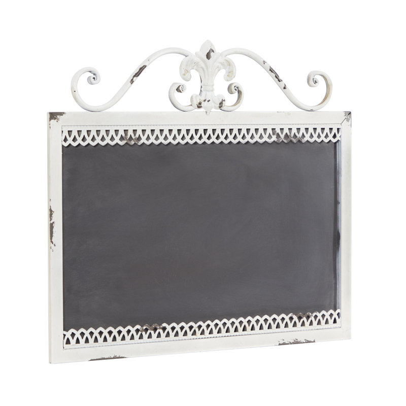 Metal Wall Decor with Metal Scroll Sign and Chalkboard