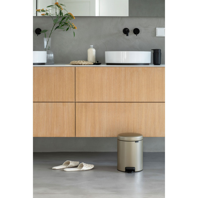 NewIcon Pedal Step On Trash Can, 5 L, Gold