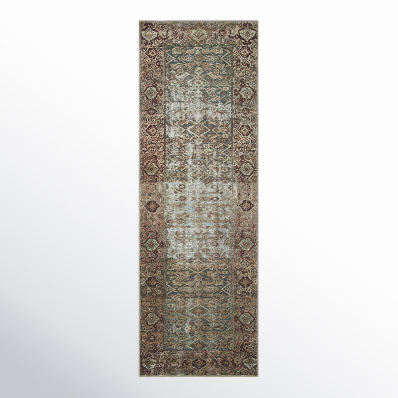 Amber Lewis x Loloi Georgie Moss / Salmon Area Rug, Runner 2'6" x 7'6"