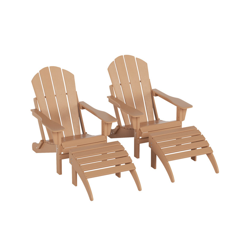Shawnna Foldable Outdoor Adirondack Chair, Light Brown