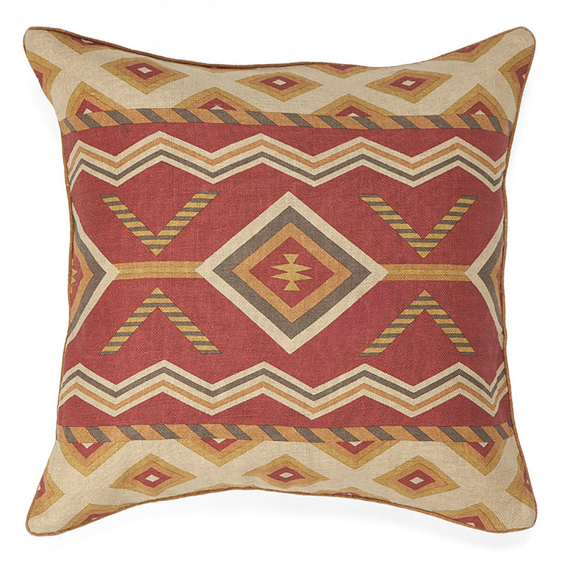 Mesa Linen Square Pillow Cover & Insert, Red Geometric