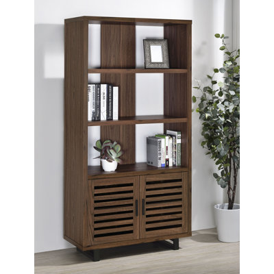 Plasencia 71-Inch 3-Shelf Cabinet Bookcase Walnut