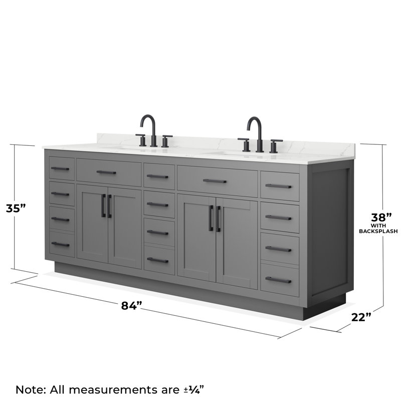 Beckett TK 84'' W Vanity, 8" Center, Matte Black, Gray