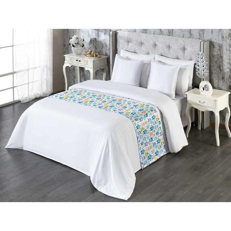 Ambesonne Robot Bed Runner Technological Machines Dots Multicolor, King