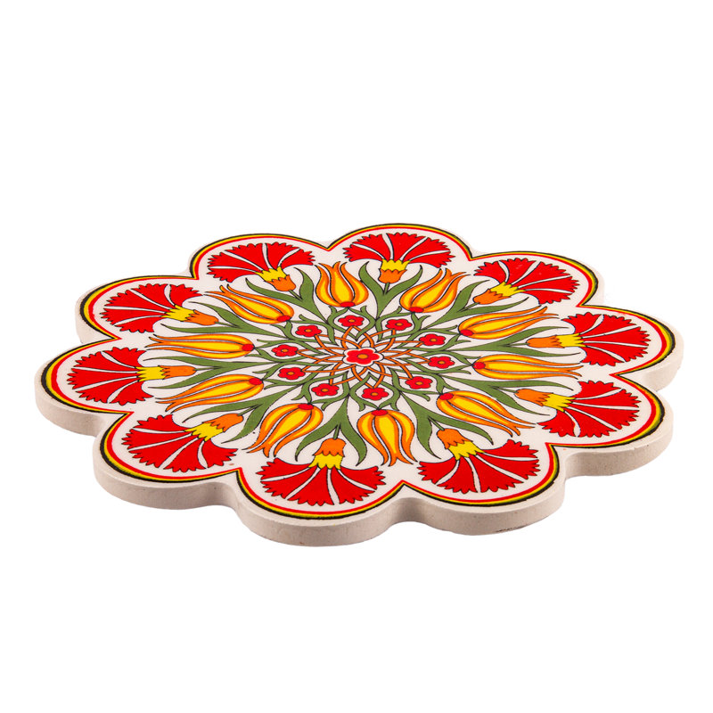 Red Tulips Large Ceramic Trivet for Hot Dishes