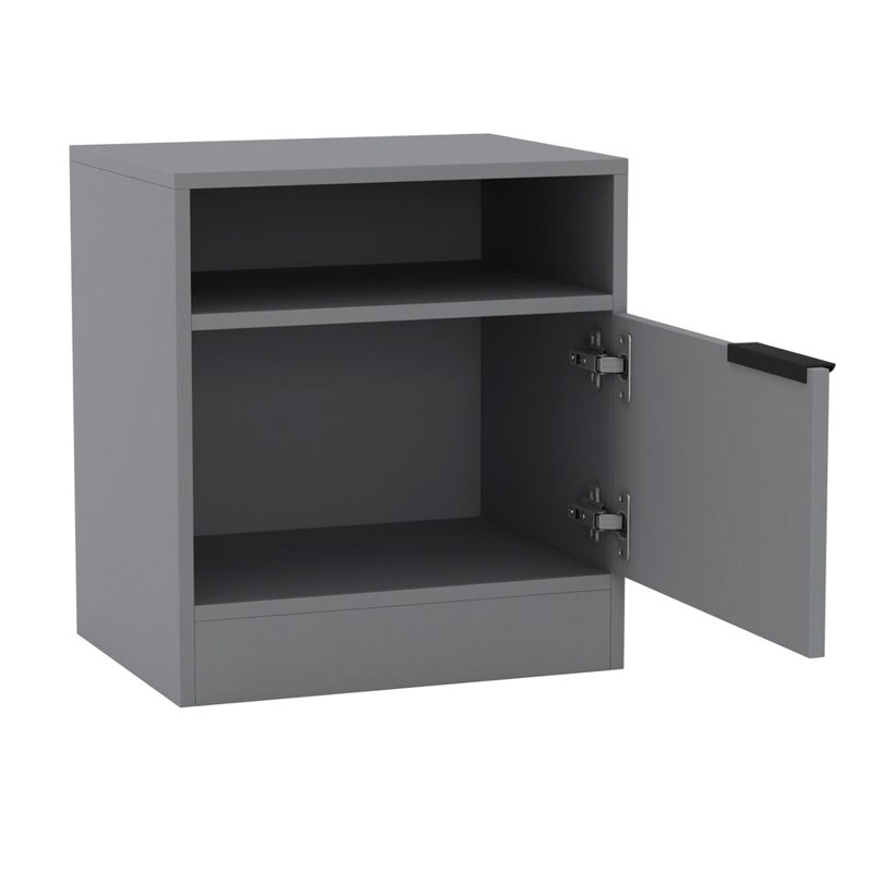 Swarn 114.3cm W Solid Wood Bedside Table, Grey