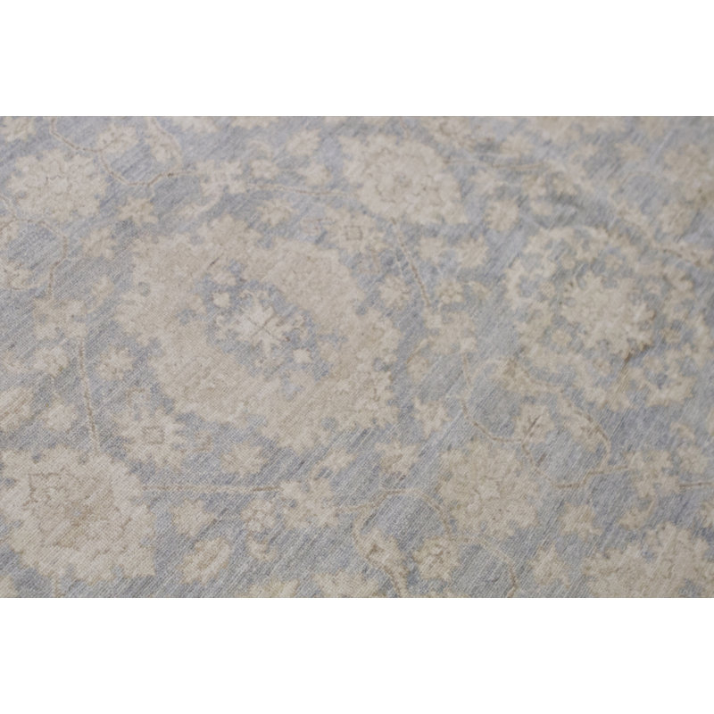 Wool Oriental Area Rug in Light Blue/Brown