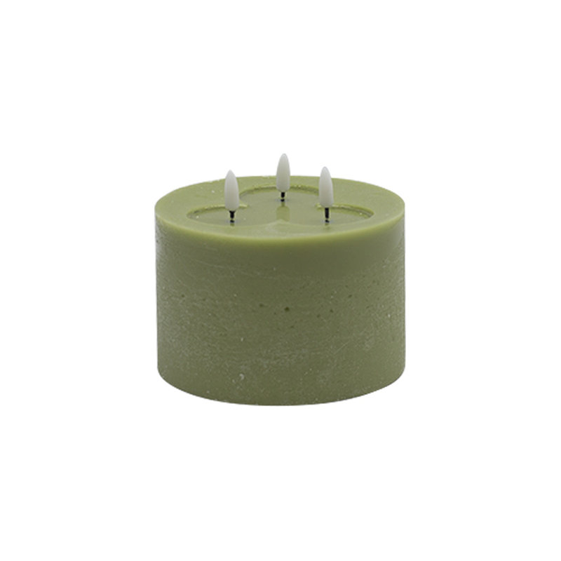 3 Wick Small Flameless Candle, Green