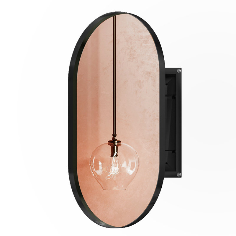 Pharmacie avec miroir et tablettes réglables, Noir mat