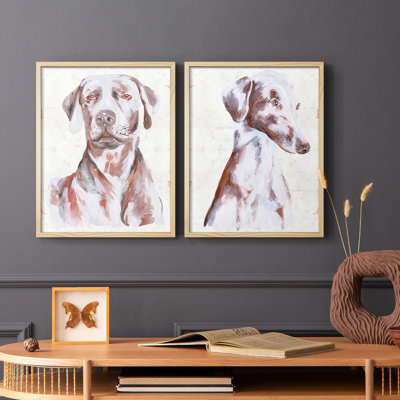 «Sitting Dog I», reproduction encadrée de qualité supérieure - prête à être accrochée - aucun clou requis - aucun clou requis