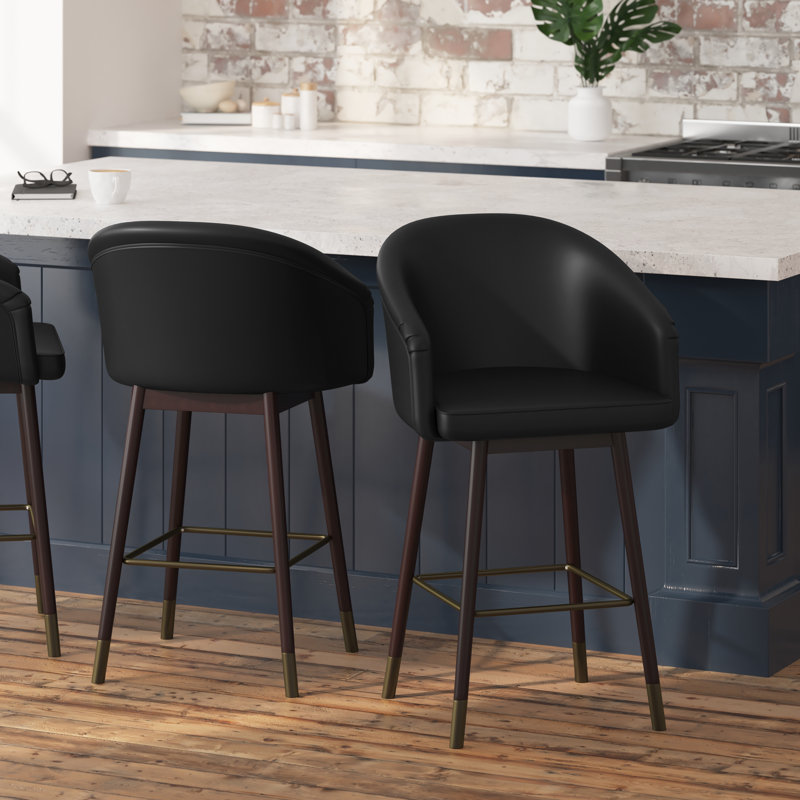 Tabouret de bar et de comptoir Brida, Tabouret de comptoir (siège d'une hauteur de 26,2, Noir