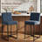 26" Counter Height Bar Stools, Chenille Upholstered, Industrial Metal Frame, Armless, Set of 2-129368234