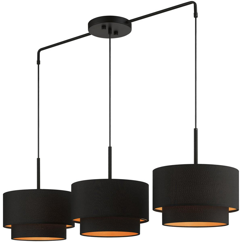 Luminaire suspendu cylindrique à 3 lumières DEL, Noir