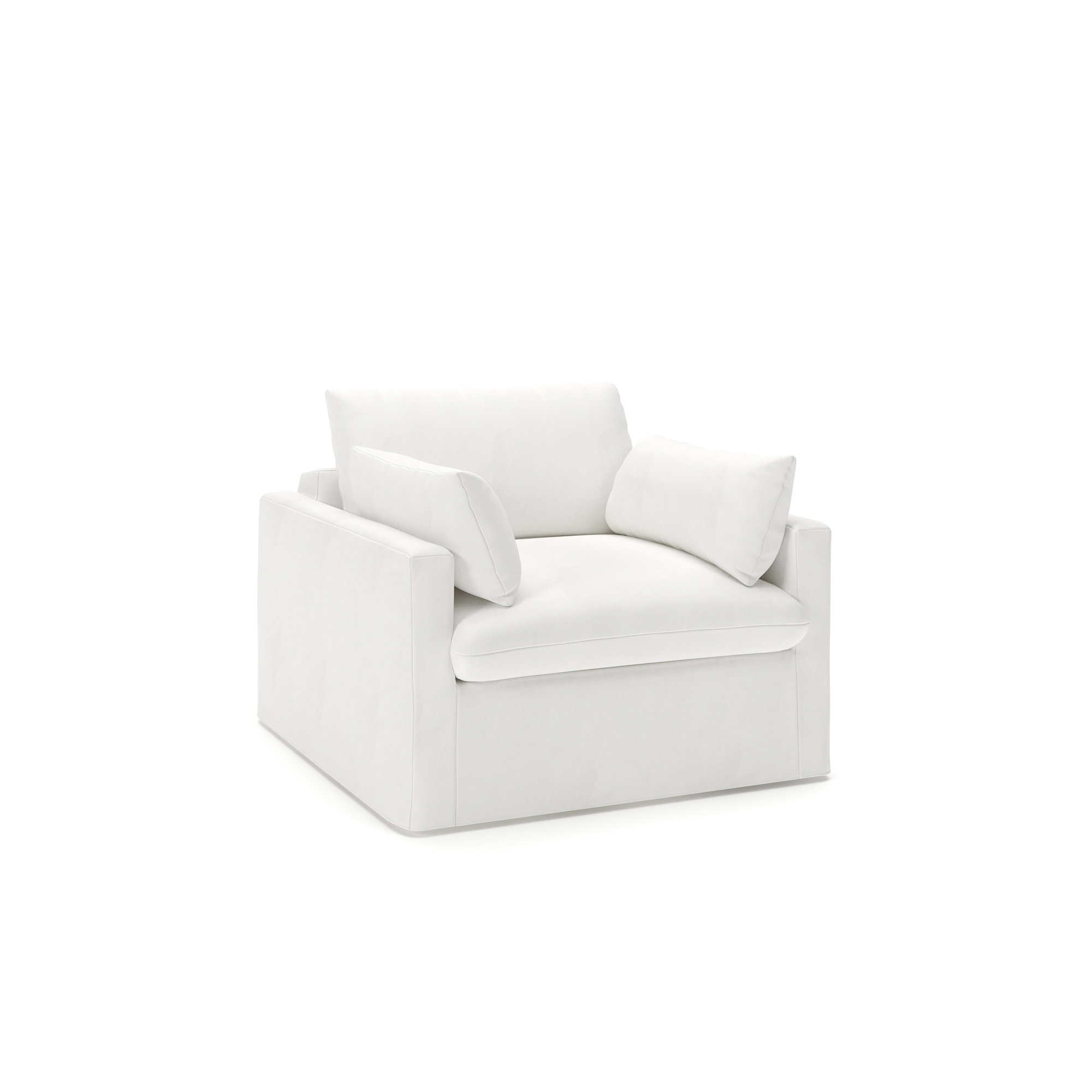 Luna Slipcovered Chair and a Half, Classic Bleach White Twill
