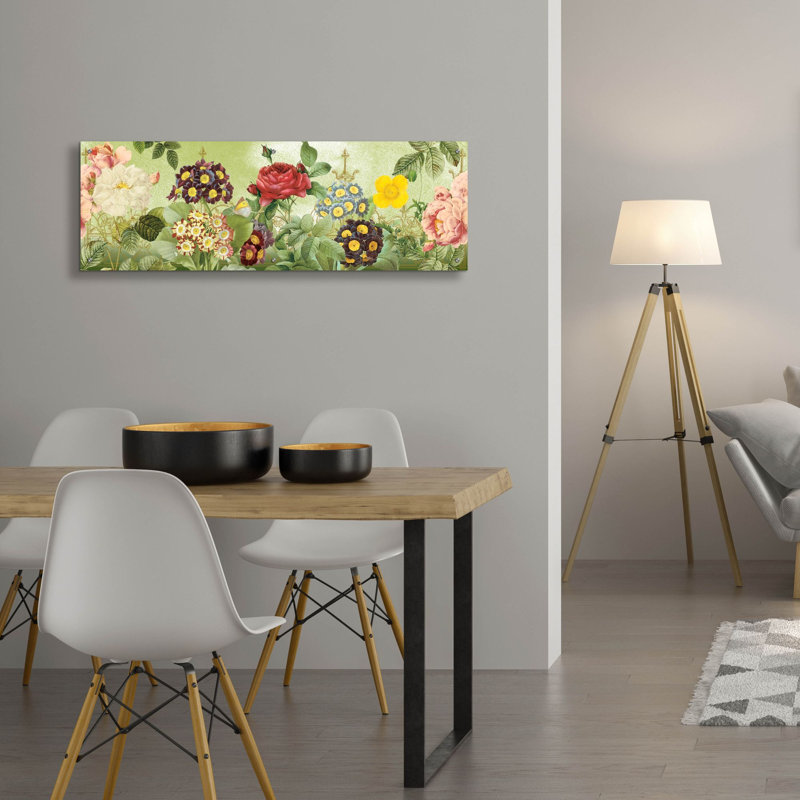 «Flower Garden 2» par Jean Plout, art mural en verre acrylique, H 16 po x l 48 po