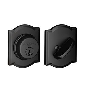 Single Cylinder Deadbolt with Camelot Trim, Matte Black