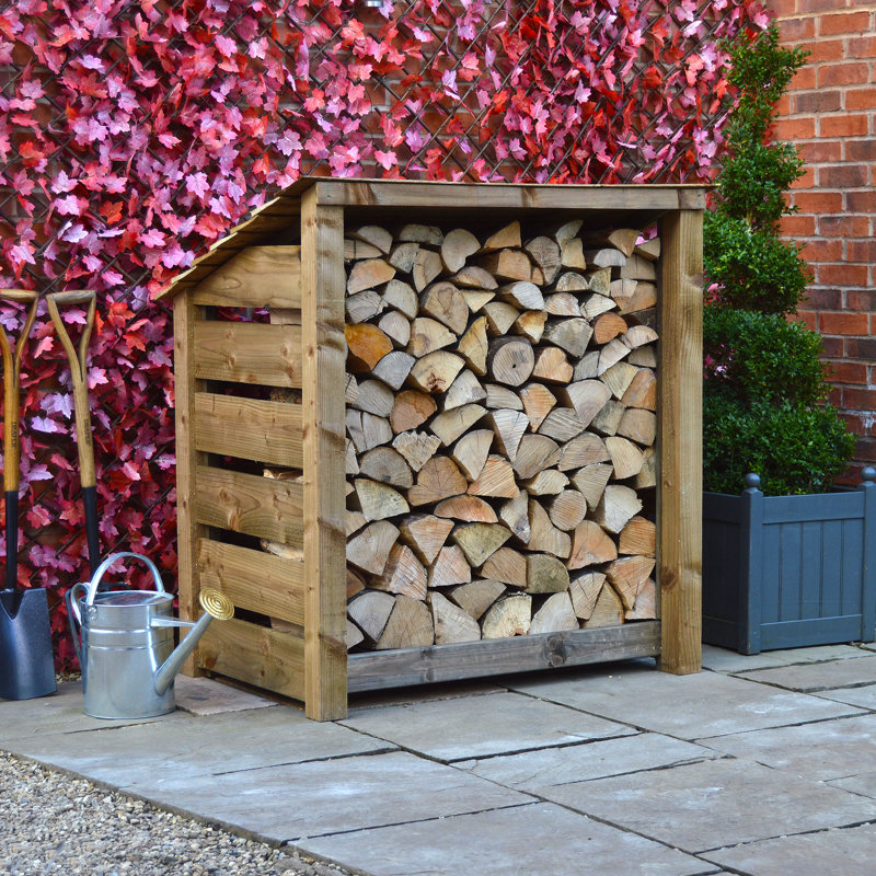 Strasburg 123cm W x 74.5cm D Solid Wood Log Store, Rustic Brown