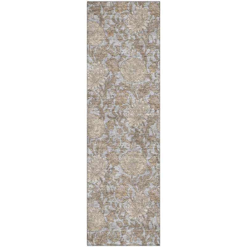 Premium Machine Washable Prisco Gray Rug, Runner 2'3" x 7'6"