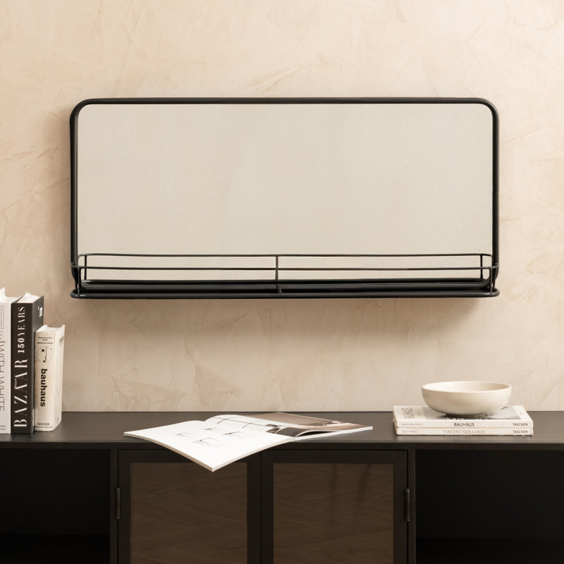 Imane Rectangle Wall Mounted Mirror with Shelf