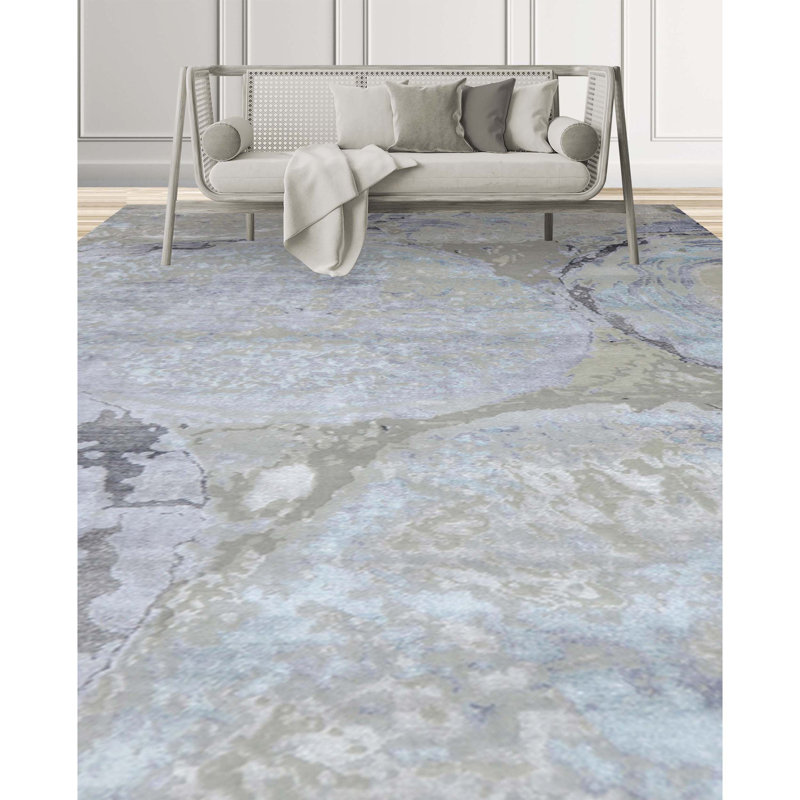 Abstract Area Rug in Gray, Rectangle 6' x 9'