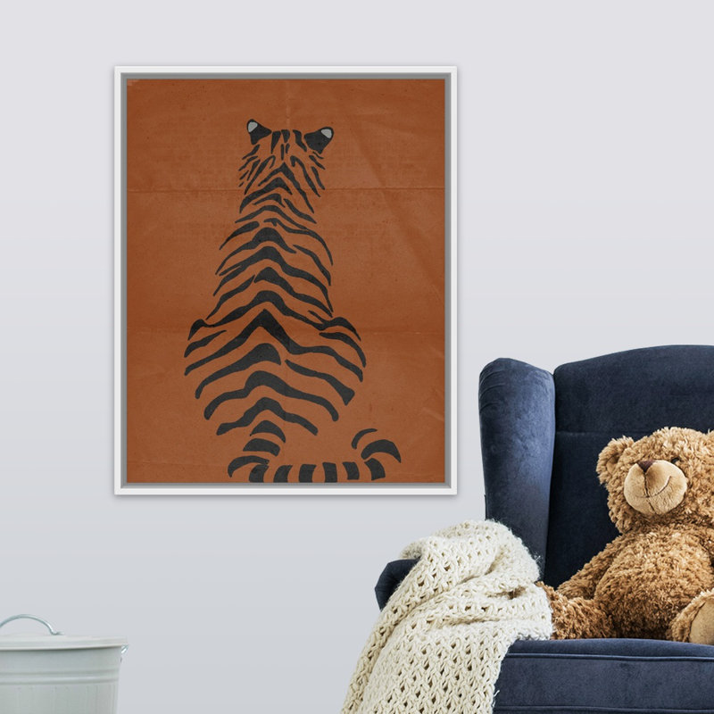 « tiger i kids », art encadré, H 30 po x l 24 po x P 1,2 po, Cadre pour toile flottant blanc