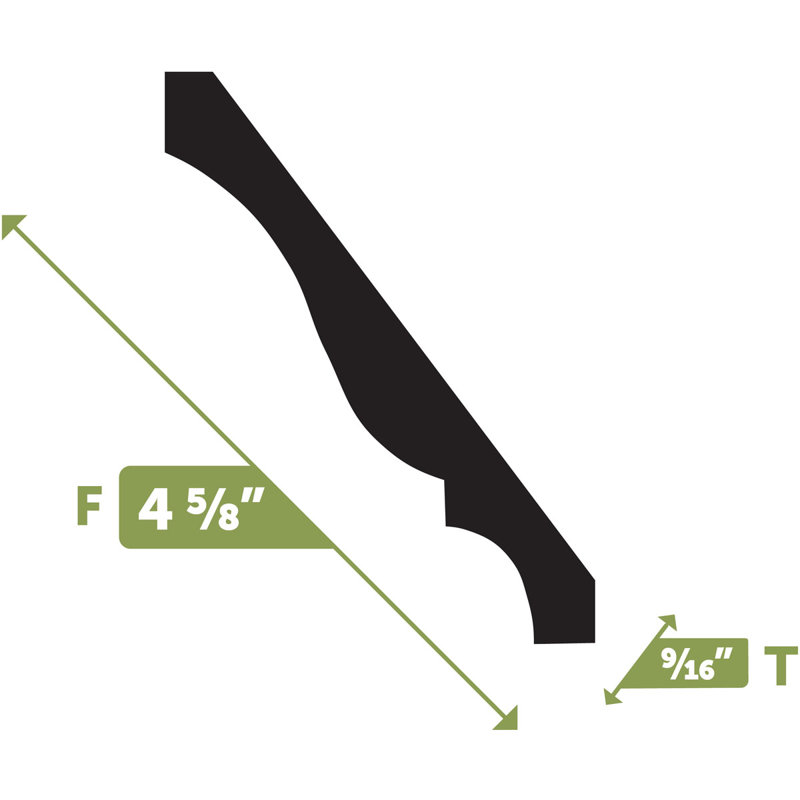 WM47 - 4 5/8"F x 9/16"T x 144"L Crown Flexible Moulding, 4.63"