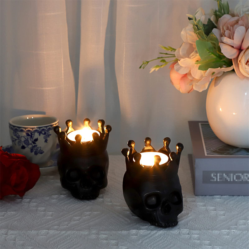 Resin Tealight Holder, Black