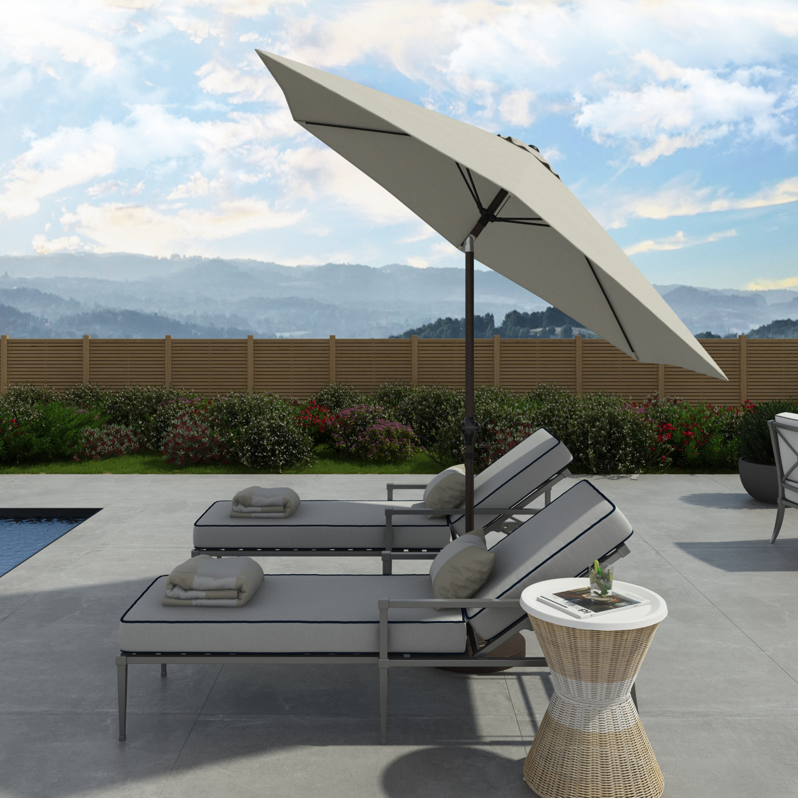 Astraea 108'' Outdoor Umbrella, Natural - Polyester