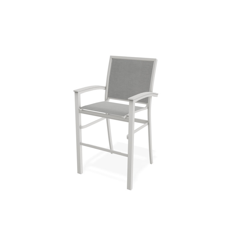 Chaise de café empilable en aluminium Bazza, Neige, Alliage Sunbrella®